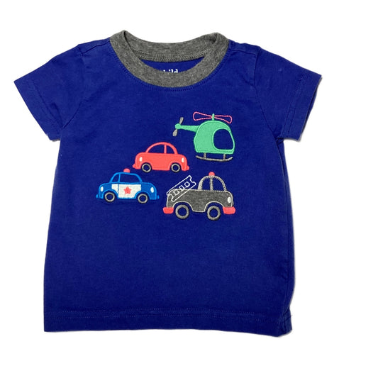 3-6 Boys Child of Mine Bright Blue Shirt w/Mutlicolored Cars
