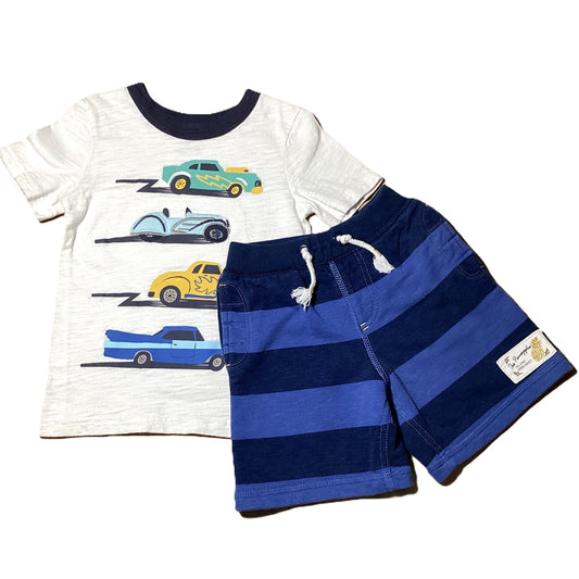 3T Boys Old Navy Off White Tshirt w/Cars, Genuine Kids Bold Stripe Shorts