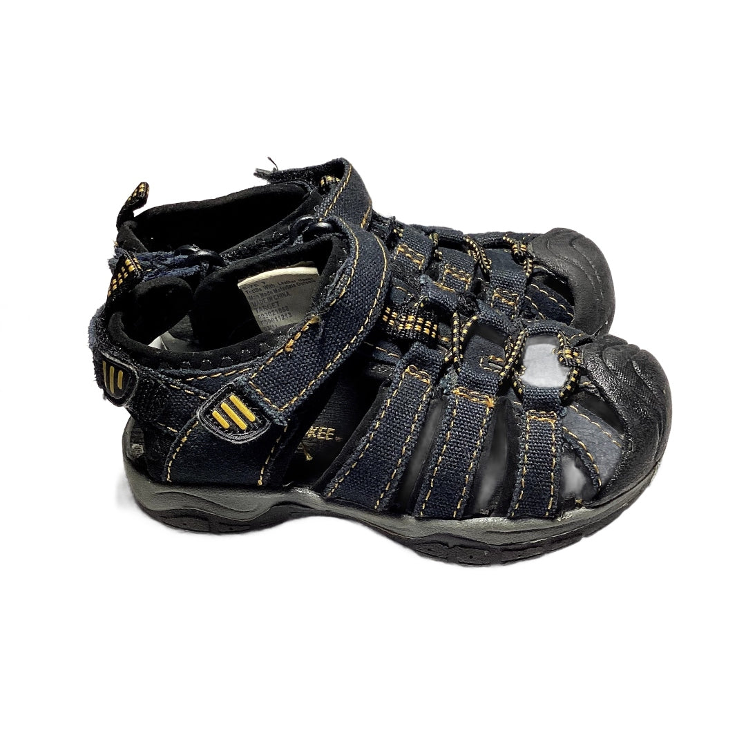 Size 7 Cherokee Black Velcro Closed Toe Sandals