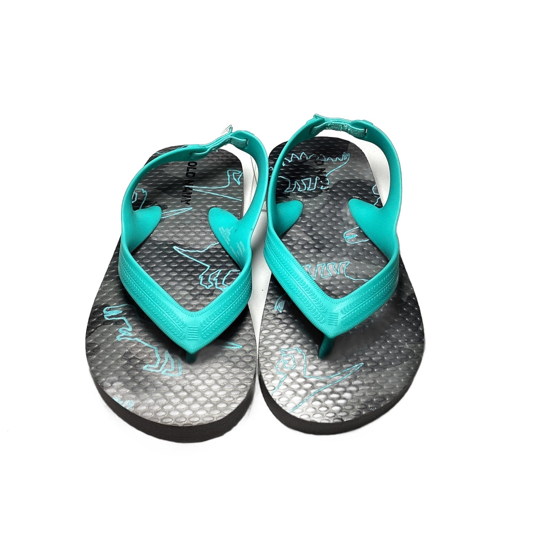 Size 7/8 Old Navy Gray/Teal Flips Flops W/Heel Strap