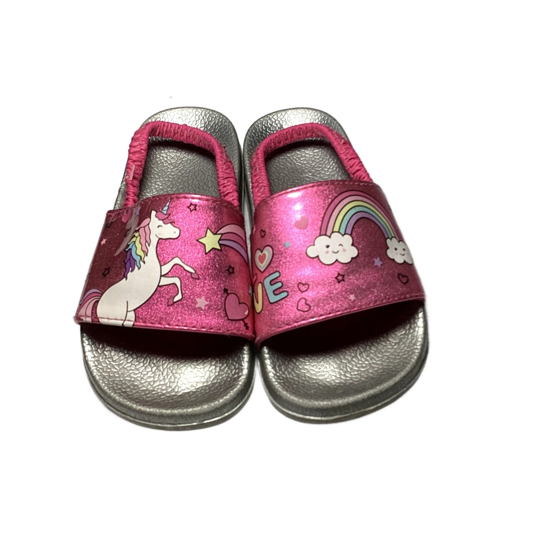 Size 9/10 Glitter Silver and Pink Slides