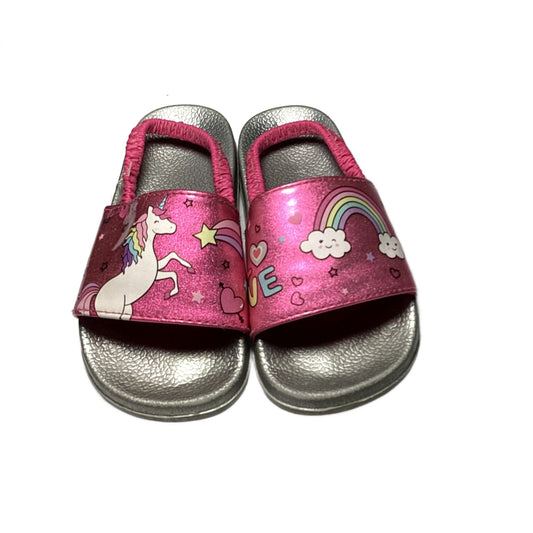 Size 9/10 Glitter Silver and Pink Slides