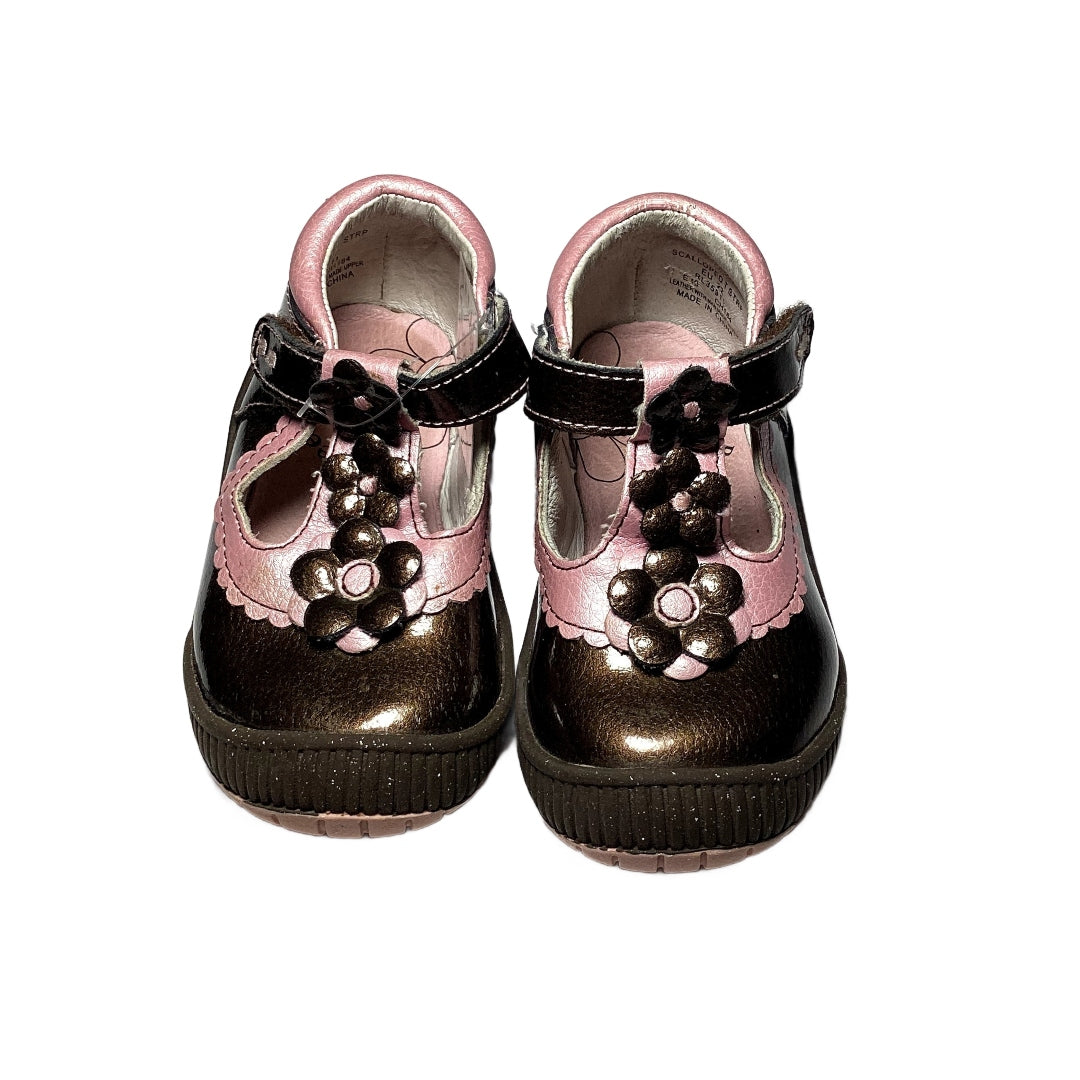 Size 7 Robeez Pink/Brown Leather Sneaker