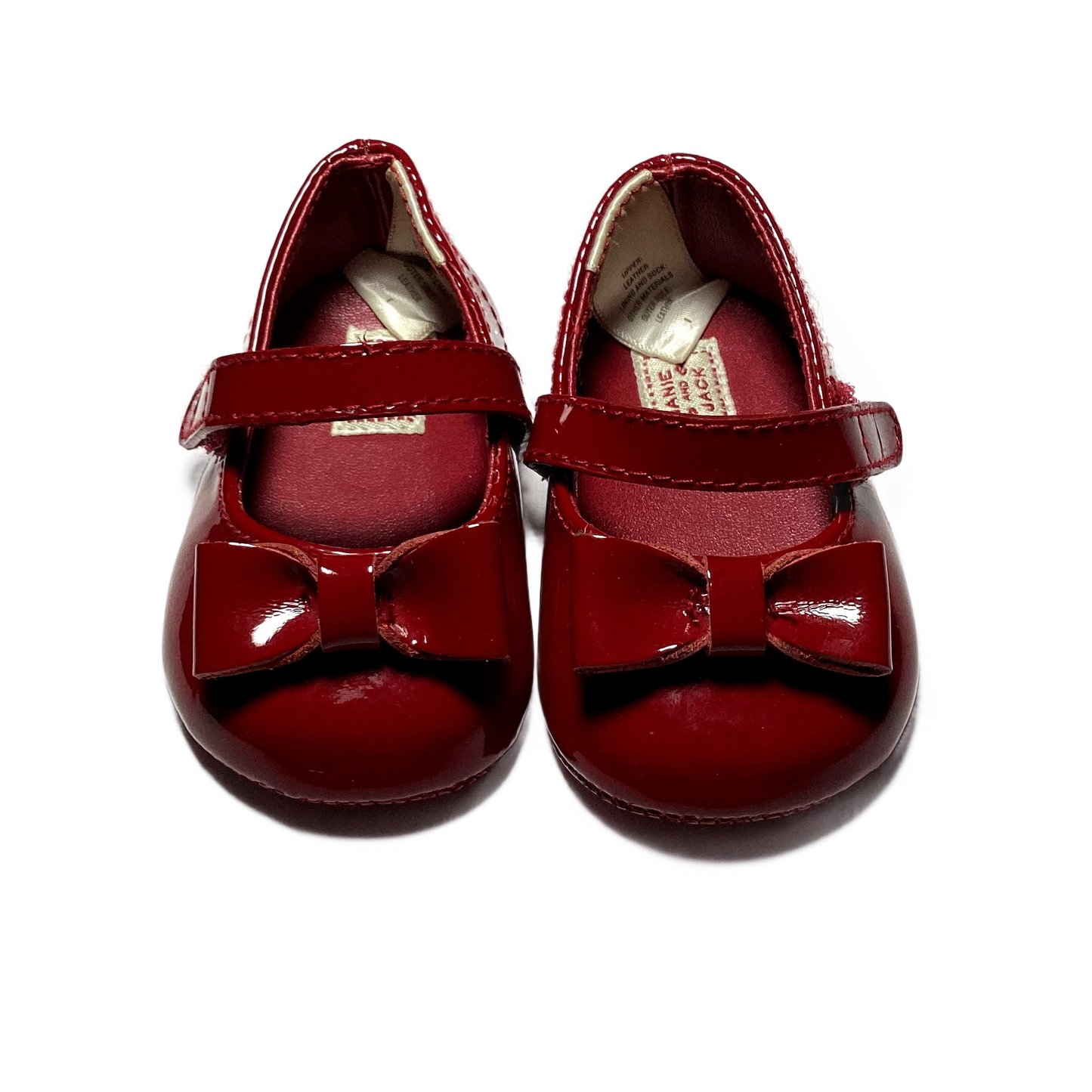 Size 1 Janie and Jack Red Leather Ballet Slippers w/Bow