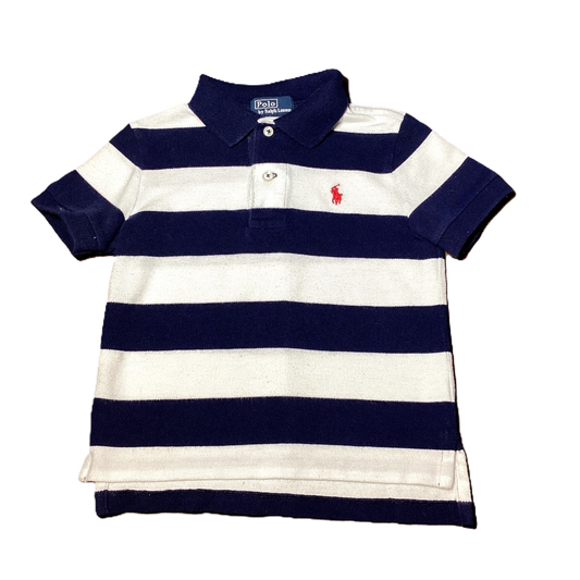2T Boys Polo by Ralph Lauren White/Navy Stripe Polo