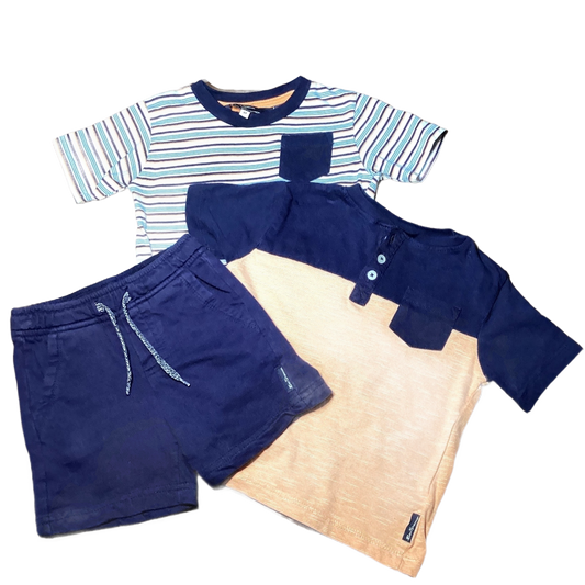 2T Boys Ben Sherman 3 Piece Blue/Orange Set