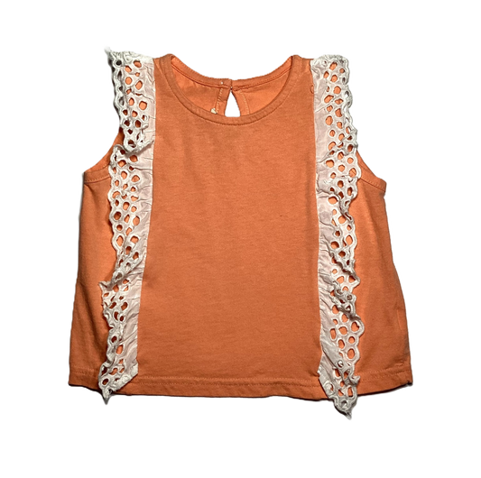 3T Girls  Cohen Melon Tank w/Ivory Side Ruffles