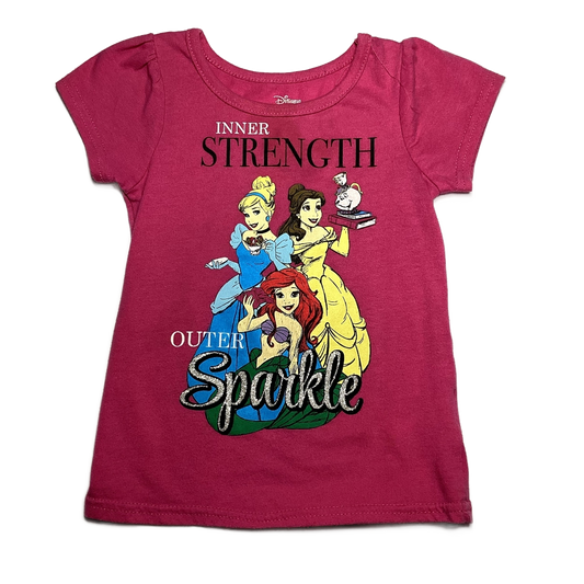 3T Girls  Disney Princess Dark Pink Inner Strength Outer Sparkle Tshirt