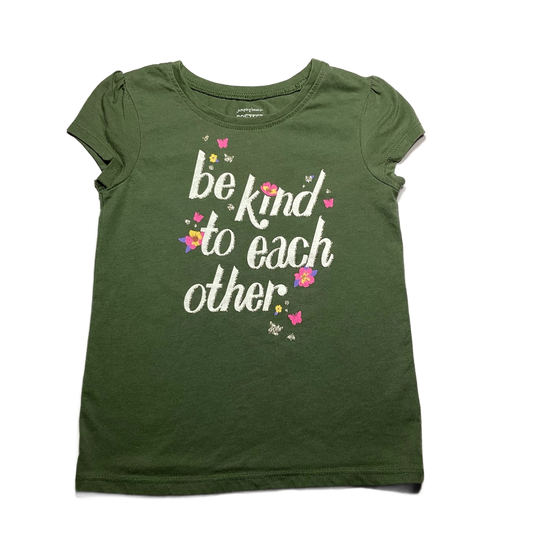 3T Girls  Jumping Beans Sage Green Be Kind to Each Other Tshirt