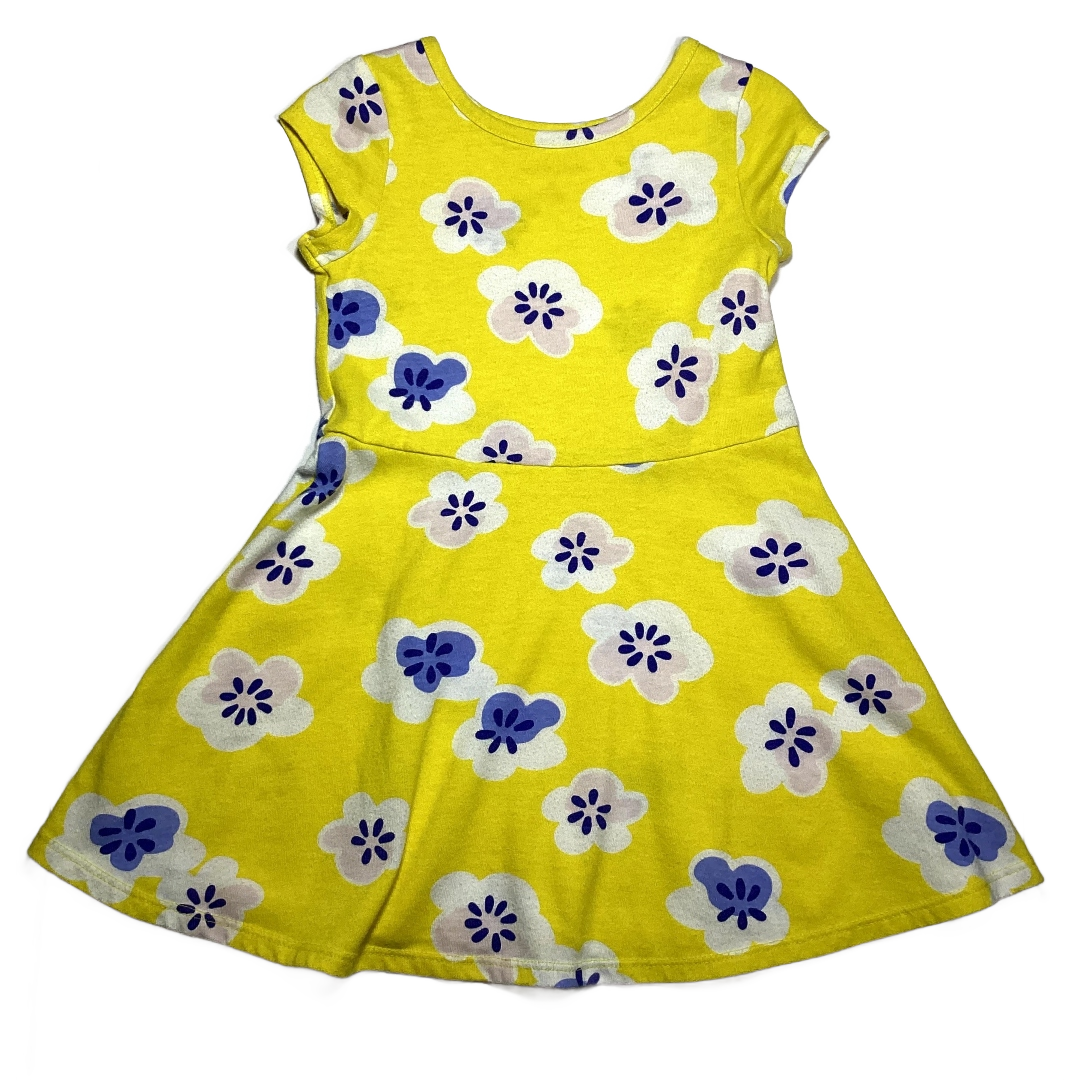 3T Girls  Cat & Jack Bright Yellow w/Blue & White Flowers Dress