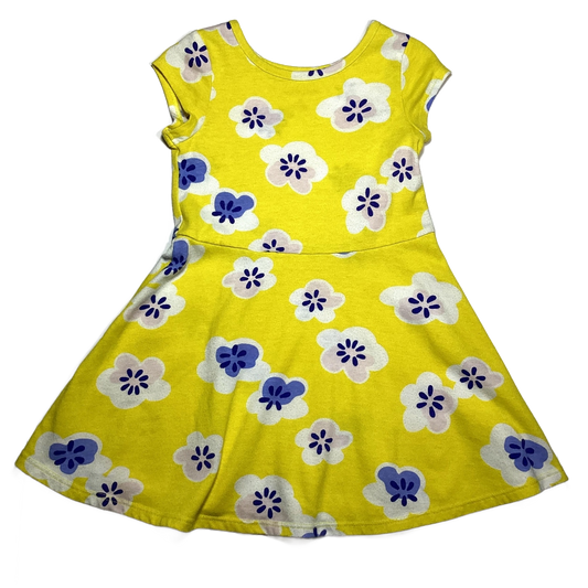 3T Girls  Cat & Jack Bright Yellow w/Blue & White Flowers Dress