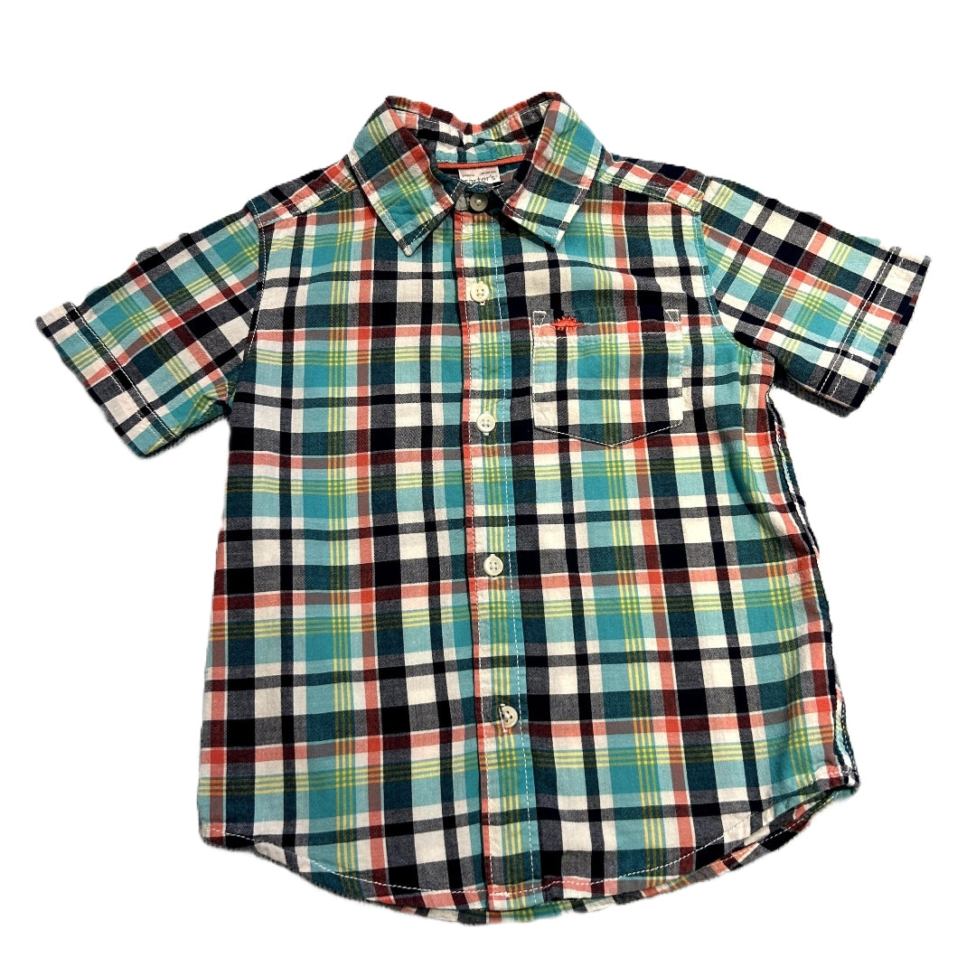 3T Boys Carter's Dark Teal/Charcoal Plaid Button Down