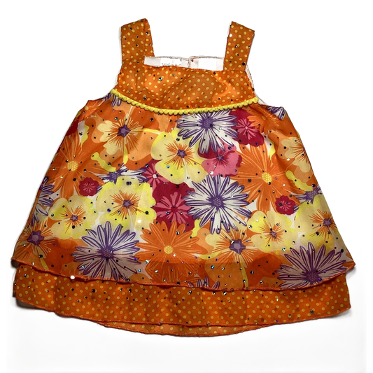 3T Girls  Kidgets Orange Multi Flowy Shirt w/Metallic Accents