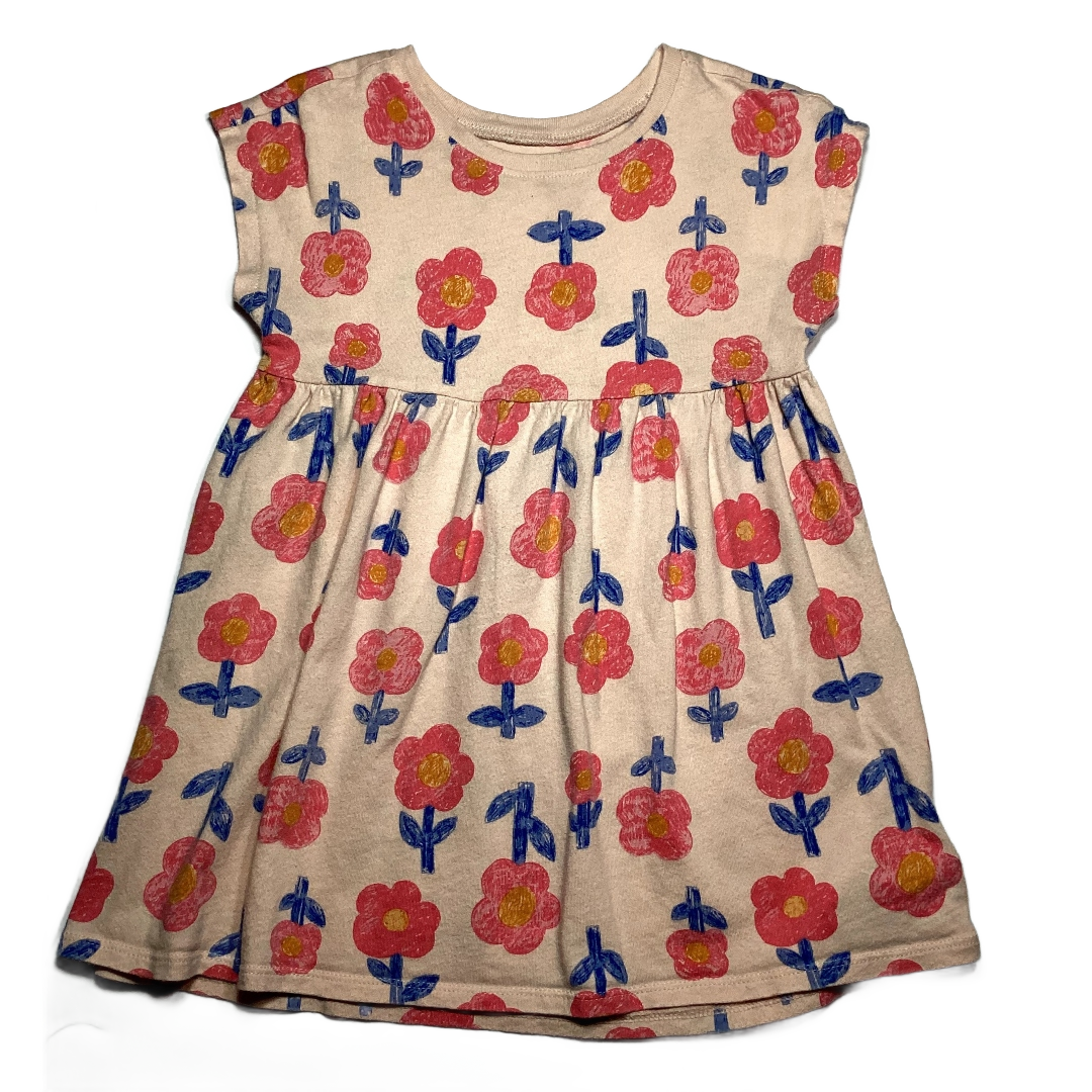 3T Girls  Old Navy Peachy Pink Dress w/Blue & Pink Flowers