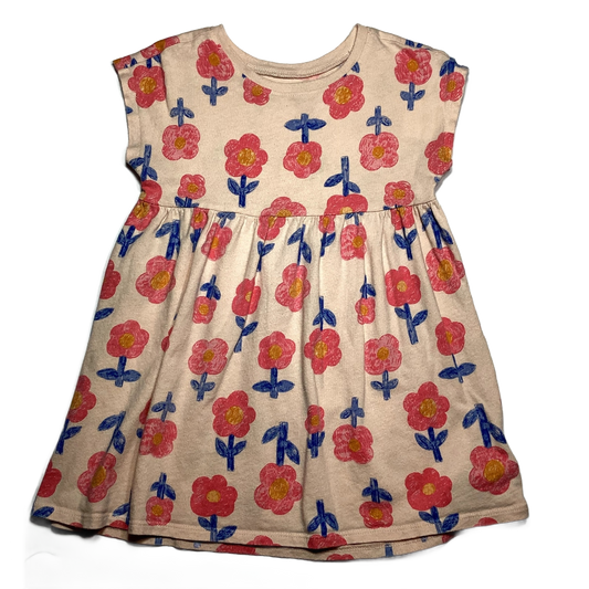 3T Girls  Old Navy Peachy Pink Dress w/Blue & Pink Flowers