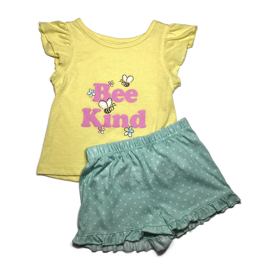 3T Girls  Cuddl Duds Yellow Bee Kind 2 Piece Pajamas