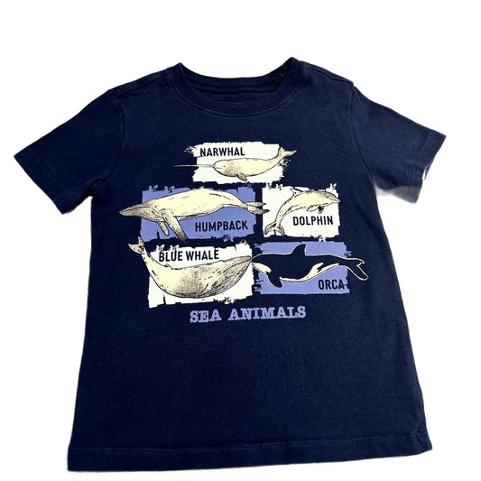 3T Boys Osh Kosh Navy Blue Whale Species Tshirt