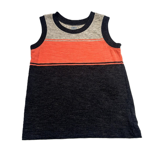 3T Boys Old Navy Gray Tank Top w/Coral/Gray Stripes