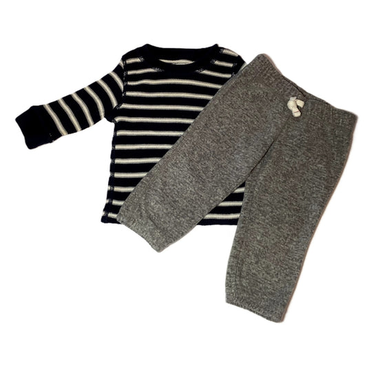 9-12 Boys Place Navy/White/Gray Waffle Long Sleeve, Carter's Fleece Joggers