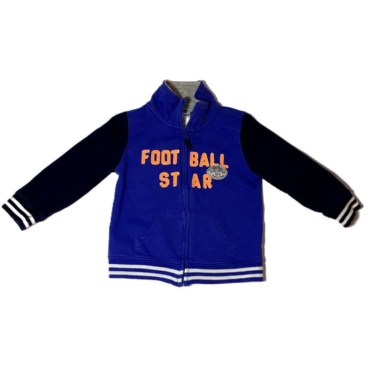 9-12 Boys Carter's Blue Colorblock Football Star Zip-Up Sweatshirt
