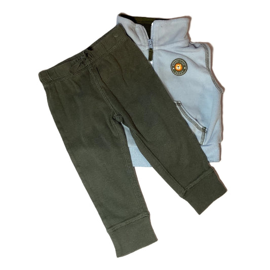 9-12 Boys Carter's Blue/Sage Brave Like Daddy Fleece Vest, Carter's Matching Pants