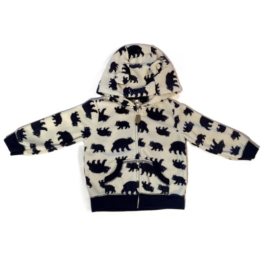 9-12 Boys Carter's Fleece Navy/Cream Bear Zip-Up Sweatshirt