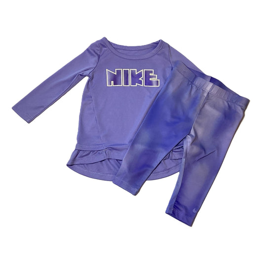 9-12 Girls Nike Dri-Fit Purple Active Shirt w/Skirt, Matching Leggings