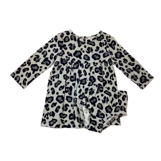 9-12 Girls Wonder Nation Gray/Black Leopard Print Dress w/ Bloomers