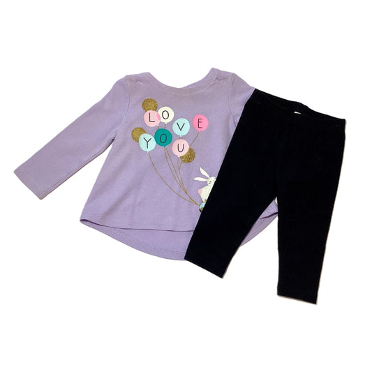 9-12 Girls Jumping Beans Purple Waffle Knit Love You Long Sleeve, Jumping Beans Leggings