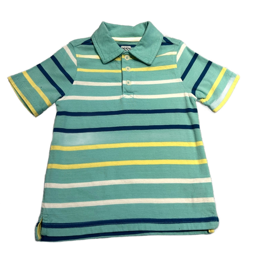 3T Boys Old Navy Turquise/Blue/Yellow Striped Polo