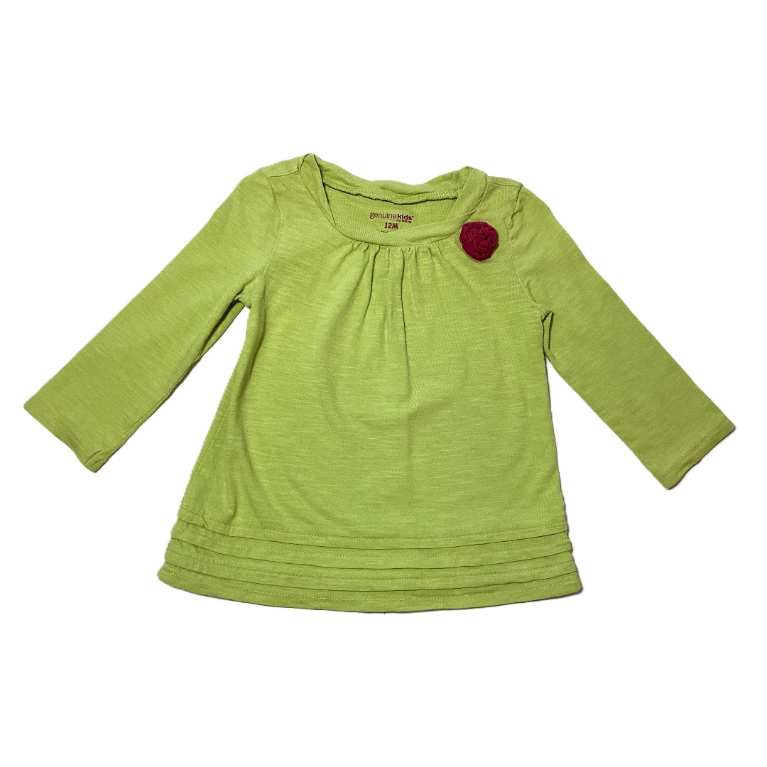 9-12 Girls Genuine Kids Green Long Sleeve w/Magenta Flower