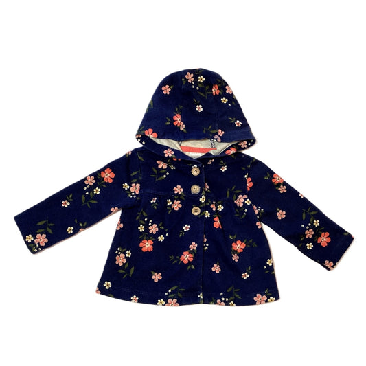 9-12 Girls Carter's Navy Floral Three Button Jacket