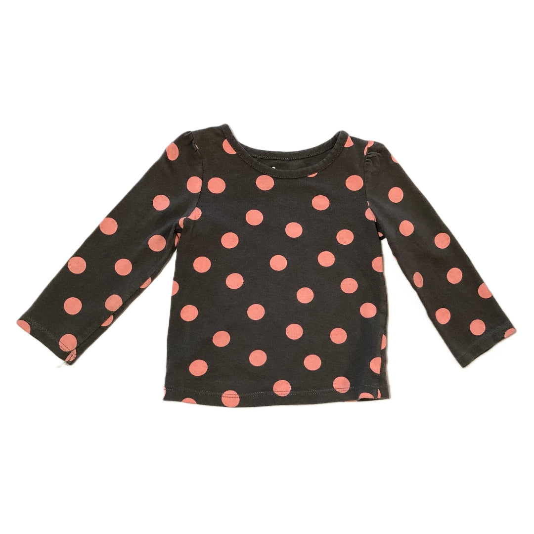 9-12 Girls Circo Gray/Pink Polka Dot Long Sleeve