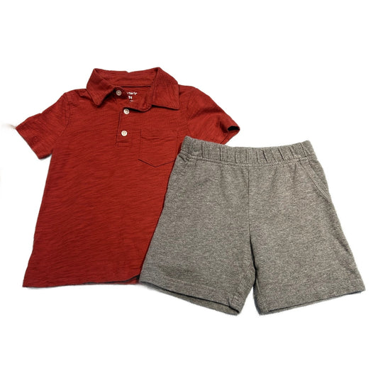 3T Boys Carter's Dark Clay Polo Shirt, Carter's Gray Shorts