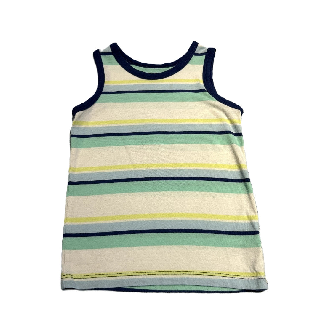3T Boys Cat & Jack White/Mint/Blue Striped Tank Top