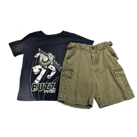 3T Boys Disney Jumping Beans Navy Buzz Lightyear Tshirt, Cherokee Olive Adjustable Shorts