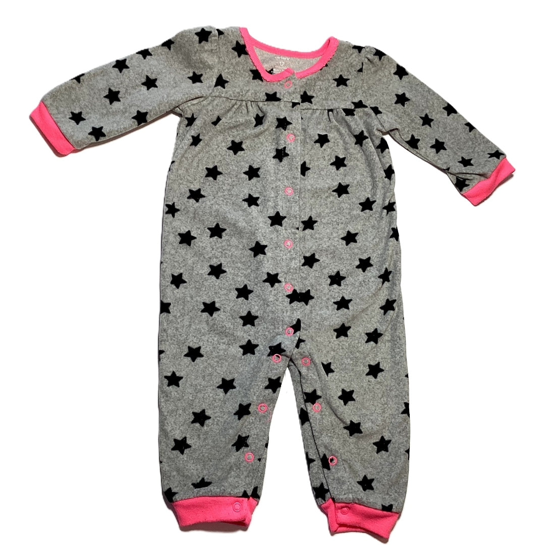 9-12 Girls Carter's Fleece Gray One Piece Outfit w/Stars