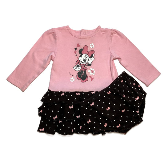 9-12 Girls Disney Pink Minnie Mouse Dress w/Bloomers