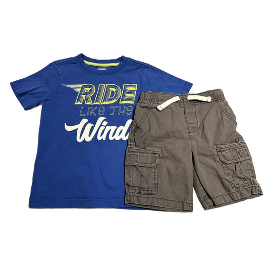 3T Boys Gymboree Royal Blue Ride Like the Wind Tshirt, Gray Carter's Cargo Shorts