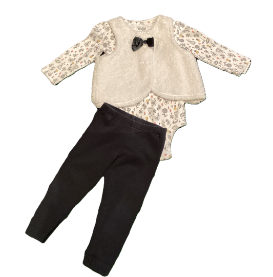 6-9 Girls Just One You Fleece Vest, Matching Onesie, Carter's Leggings