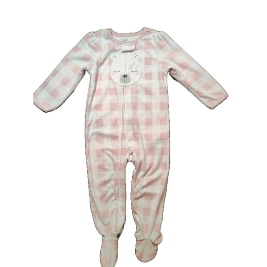 18-24 Girls Simple Joys Pink Plaid Fleece Sleeper