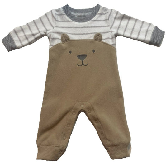 0-3 Boys Carter's Bear Face Fleece One Piece Outfit