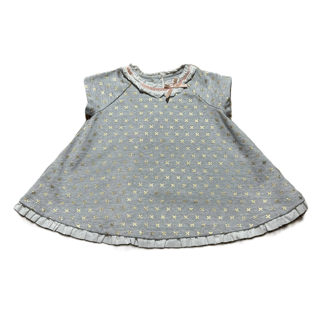 9-12 Girls Catherine Malandring Mini Gray w/Gold X's Dress