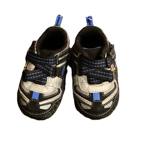 Size 2 Skechers Black and Royal Sneakers w/Velcro