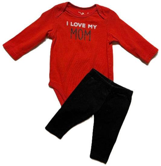 0-3 Girls Jumping Beans I Love My Mom Onesie, Okie Dokie Leggings