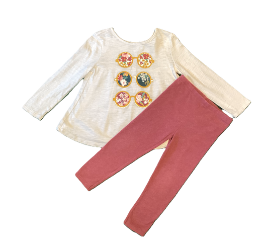 3T Girls Old Navy Flowy Floral Glasses Shirt, Garanimals Leggings