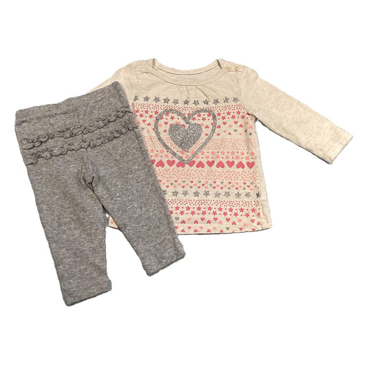 3-6 Girls Jumping Beans Glitter Heart Shirt, Carter's Ruffled Bottom Leggings