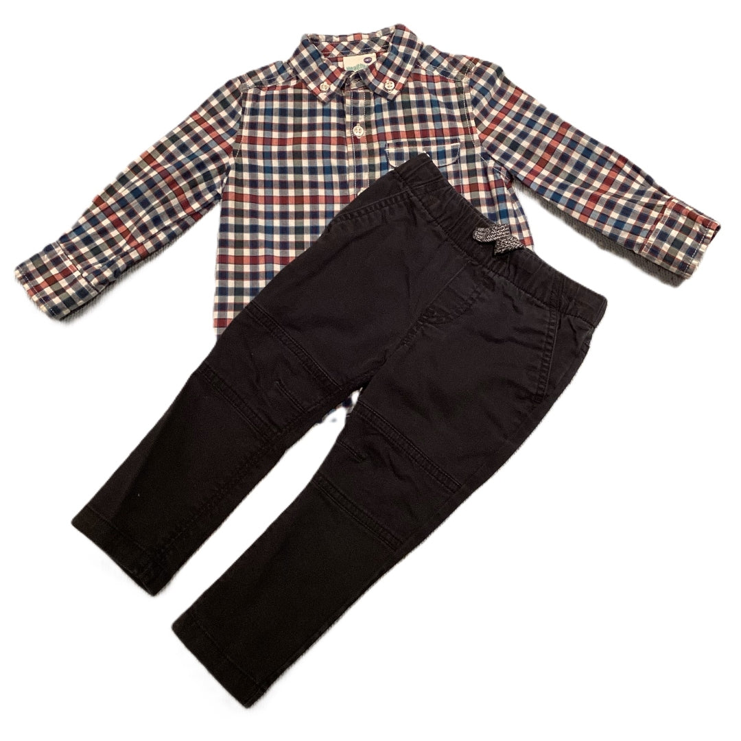 12-18 Boys Healthtex Blue/Red Checked Button Down, Cat & Jack Navy Joggers