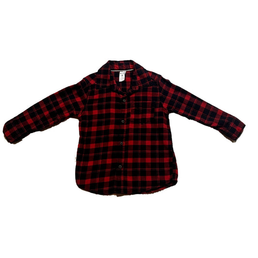 3T Boys Carter's Red/Black Long Sleeve Flannel Button Down