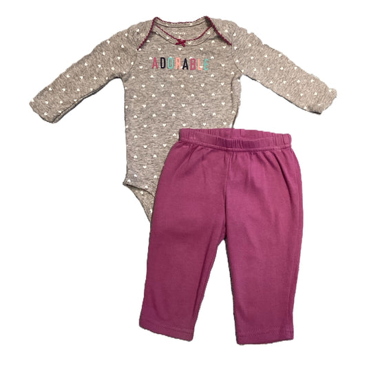 0-3 Girls Carter's "Adorable" Long Sleeve Onesie, Just One You Leggings